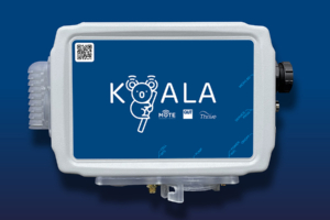 koala knowing our ambient local air quality branded blue label on sensor housing angle limited