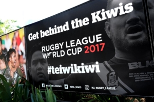 New Zealand Rugby League billboard design for Rugby League World Cup 2017 by Angle Limited