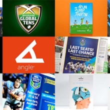 New Zealand sports branding by Angle Limited Auckland montage of work